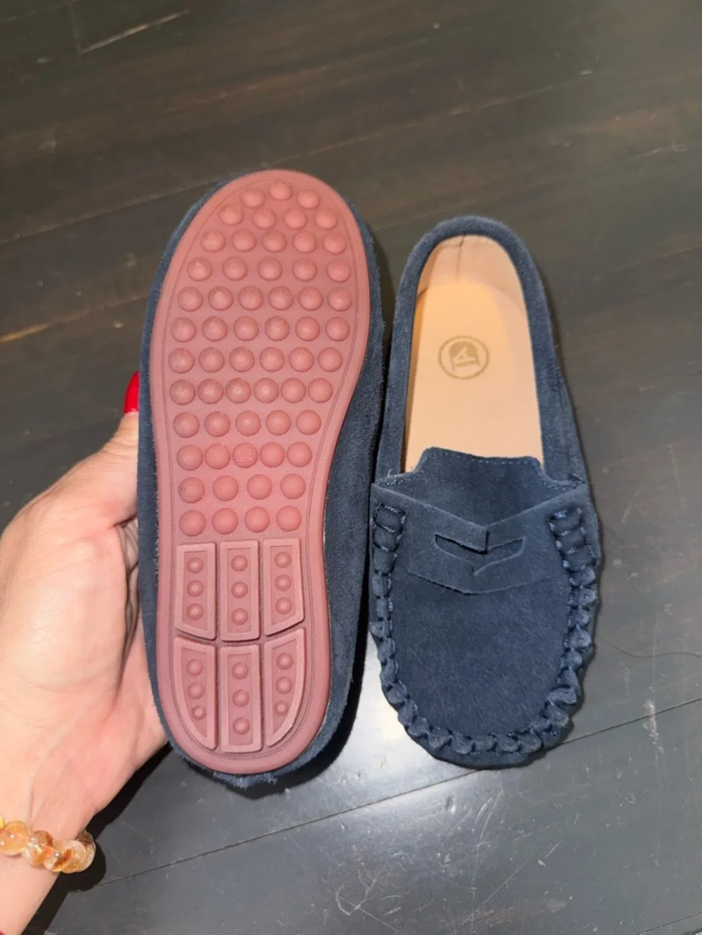 Navy Suede Moccasin Loafers